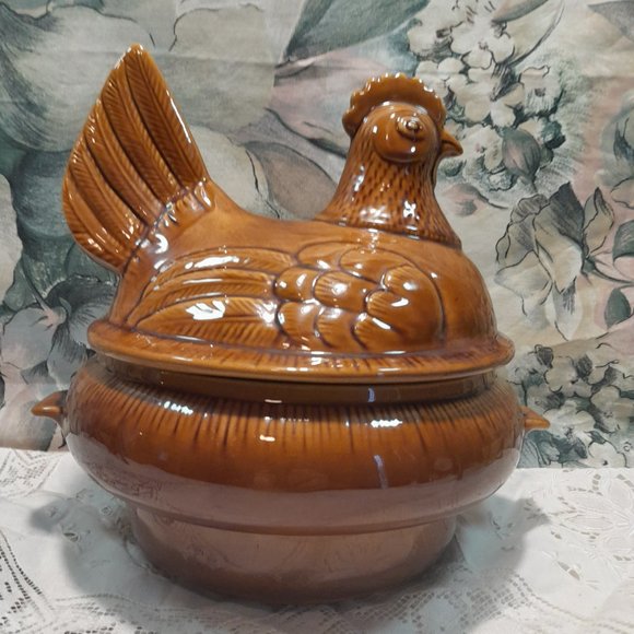 Vintage California Pottery C-40 Ceramic Chicken Soup Tureen 🐔🍲 - Picture 5 of 9